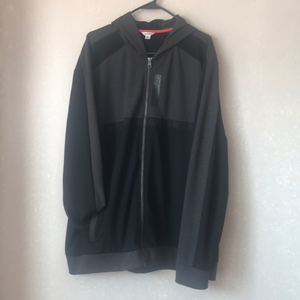 Calvin Klein Zip Up Hoodie Black Gray XXL 2XL